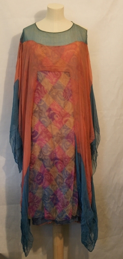 Blue and Pink Chiffon Dress 1920s