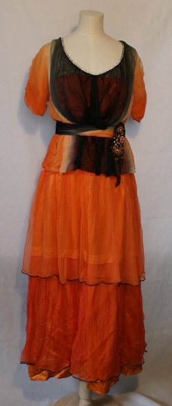 Black and Orange Evening Dress 1910s